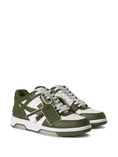 Off-White Out of Office Low Top Trainers in Dark Green/White