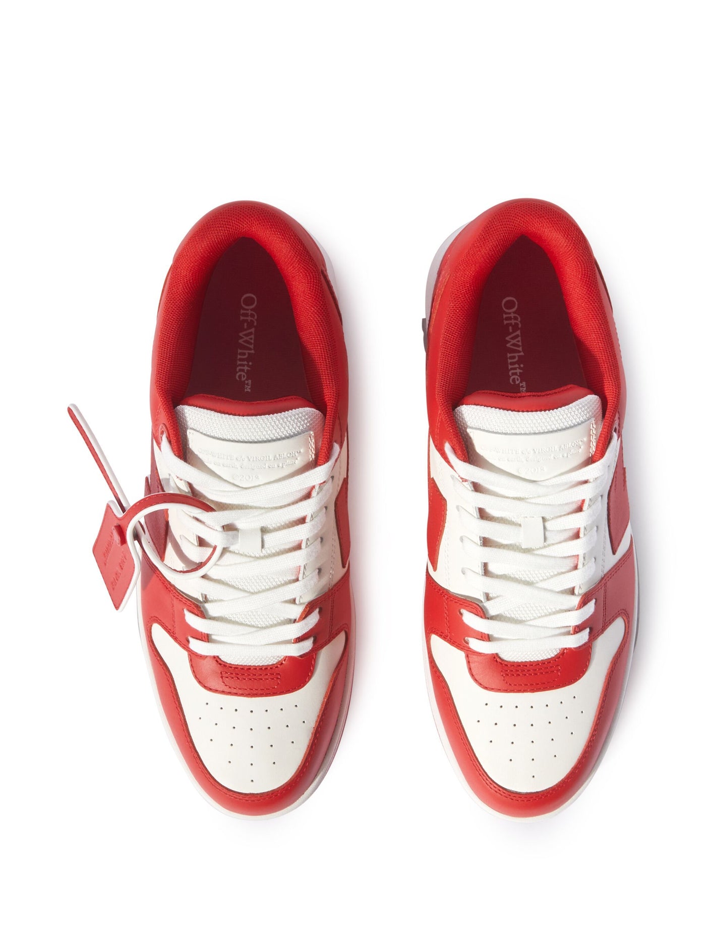 Off-White – Out of Office – Niedrige Ledersneaker in Rot/Weiß