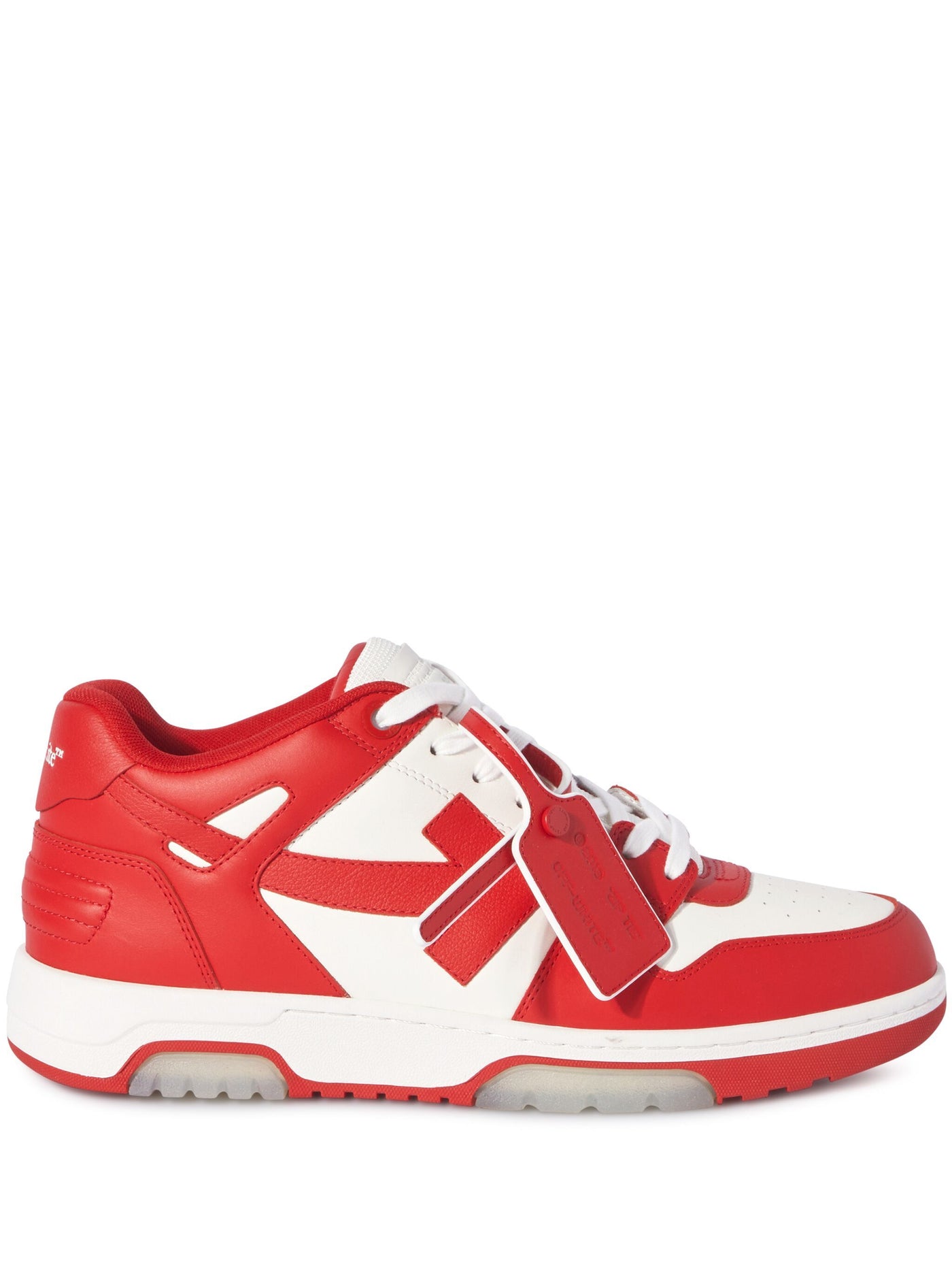 Off-White – Out of Office – Niedrige Ledersneaker in Rot/Weiß