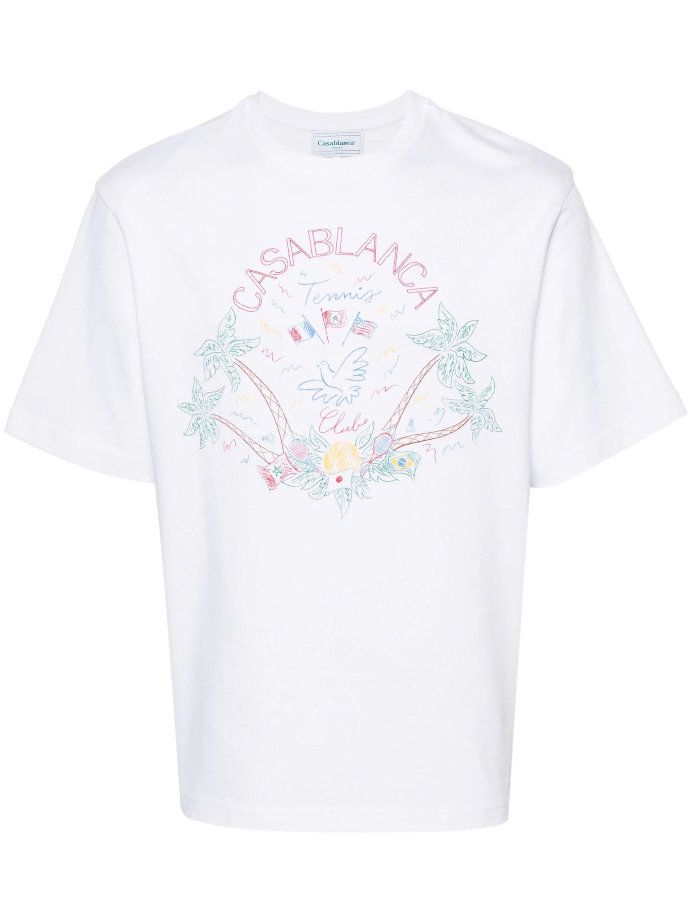 Casablanca Crayon Tennis Club Printed T-Shirt in White