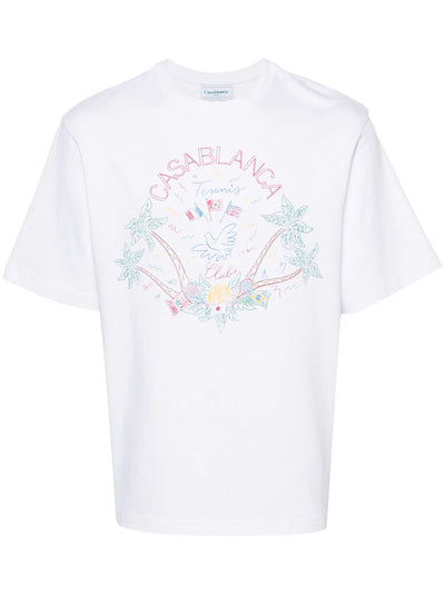 Casablanca Crayon Tennis Club Printed T-Shirt in White