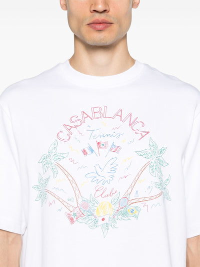 Casablanca Crayon Tennis Club Printed T-Shirt in White