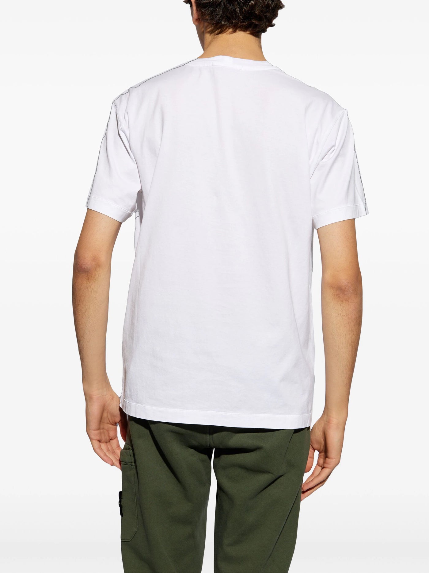 Stone Island – Weißes T-Shirt mit Kompass-Logo-Patch