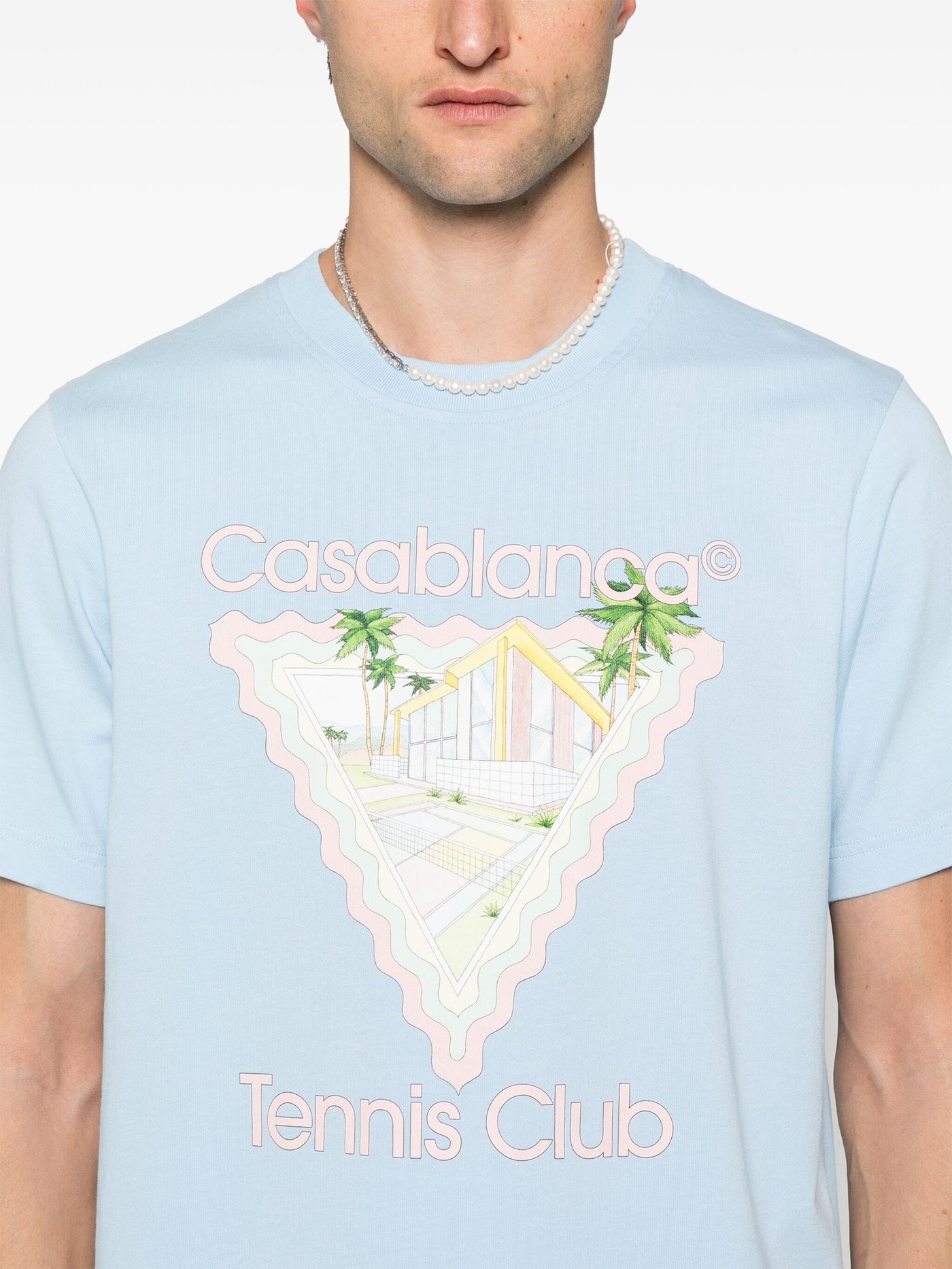 Casablanca Maison De Reve Printed T-Shirt in Pale Blue