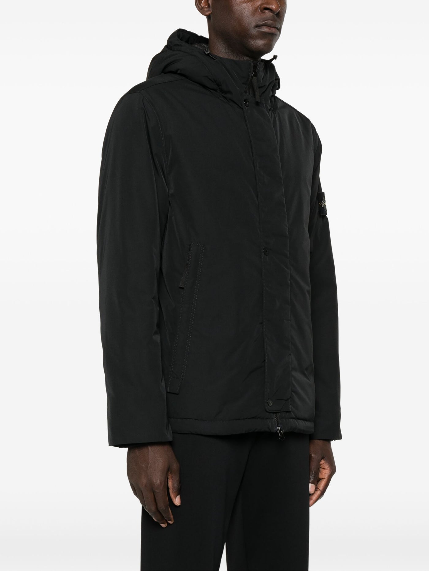 Stone Island – Mantel aus Mikrotwill mit Primaloft-Isolierung in Schwarz