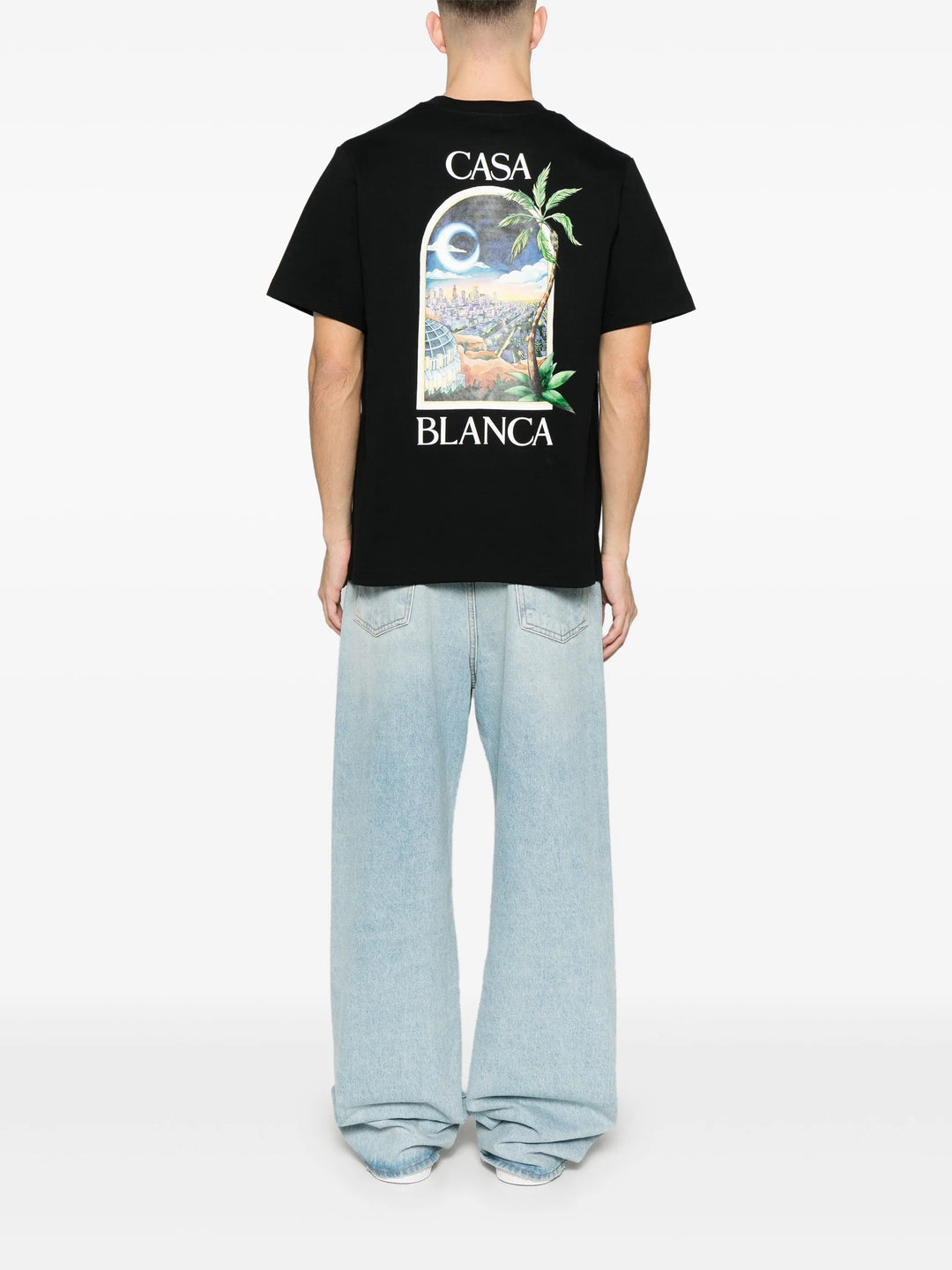 Casablanca LA NIGHT PRINTED T-SHIRT BLK Tシャツ ブラック Casablanca LA Night Printed T-Shirt in Black – TheDesignerBox