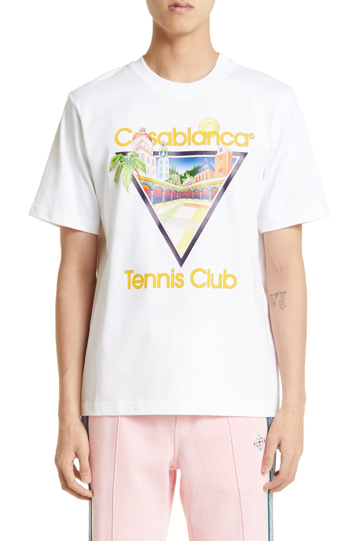 Casablanca Tennis Club Icon Print T-Shirt in White