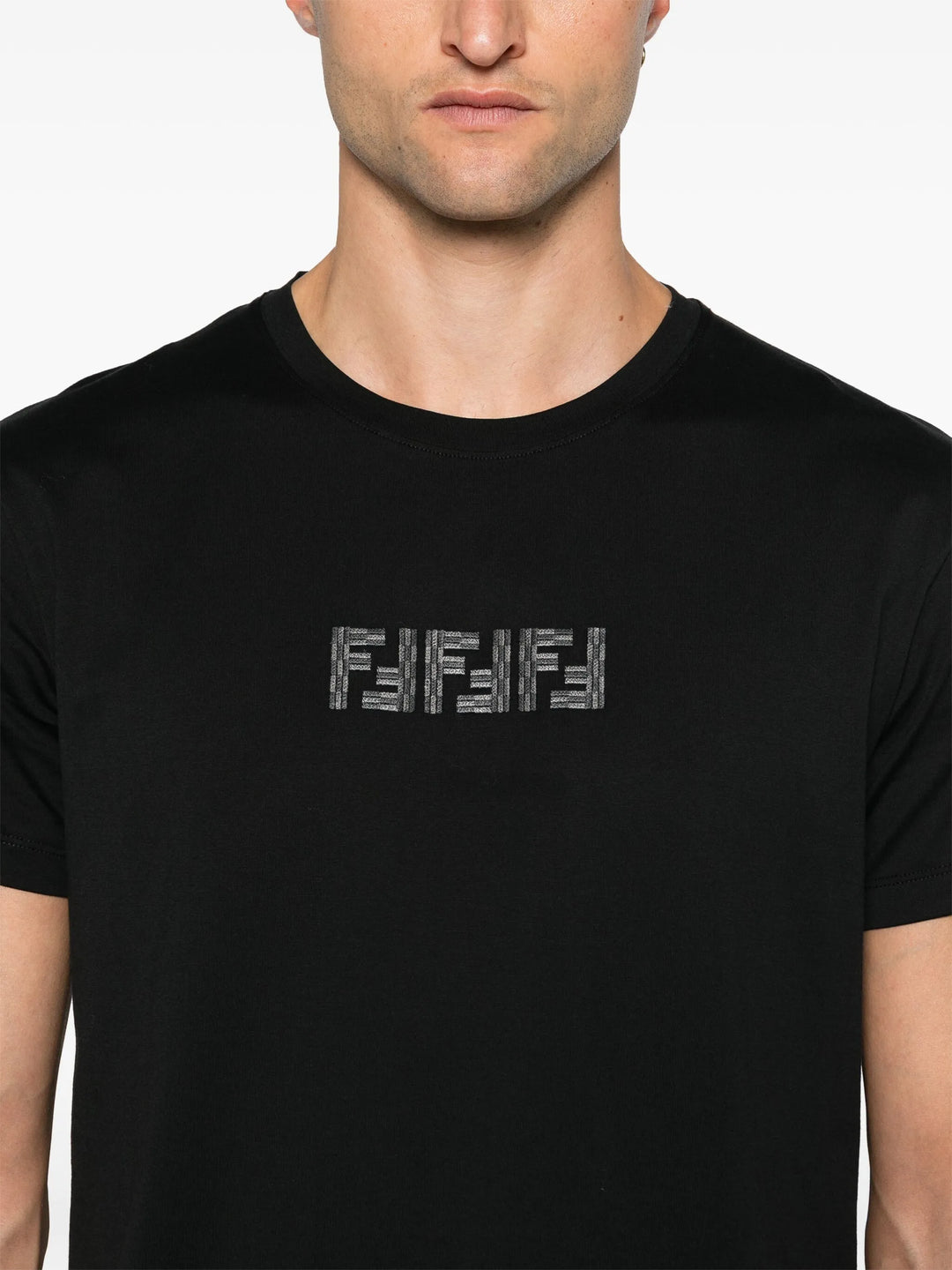 Fendi FF Labyrinth Embroidered T-shirt in Black – TheDesignerBox