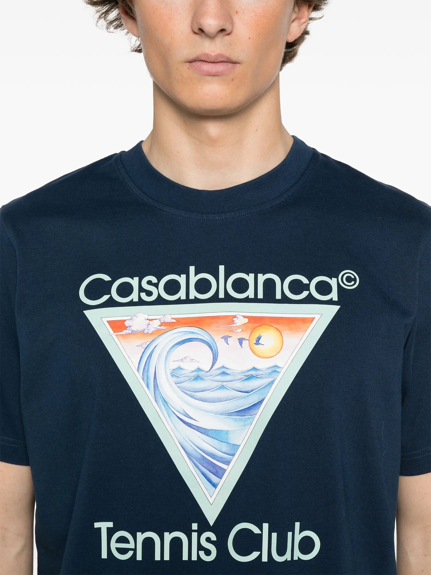 Casablanca Tennis Club Icon Printed T-Shirt in Navy
