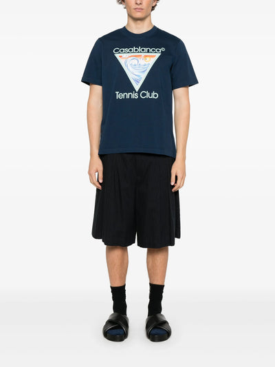 Casablanca Tennis Club Icon Printed T-Shirt in Navy