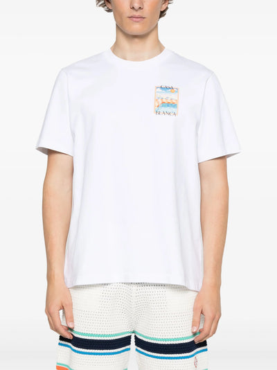 Casablanca Surreal Pool Printed T-Shirt in White
