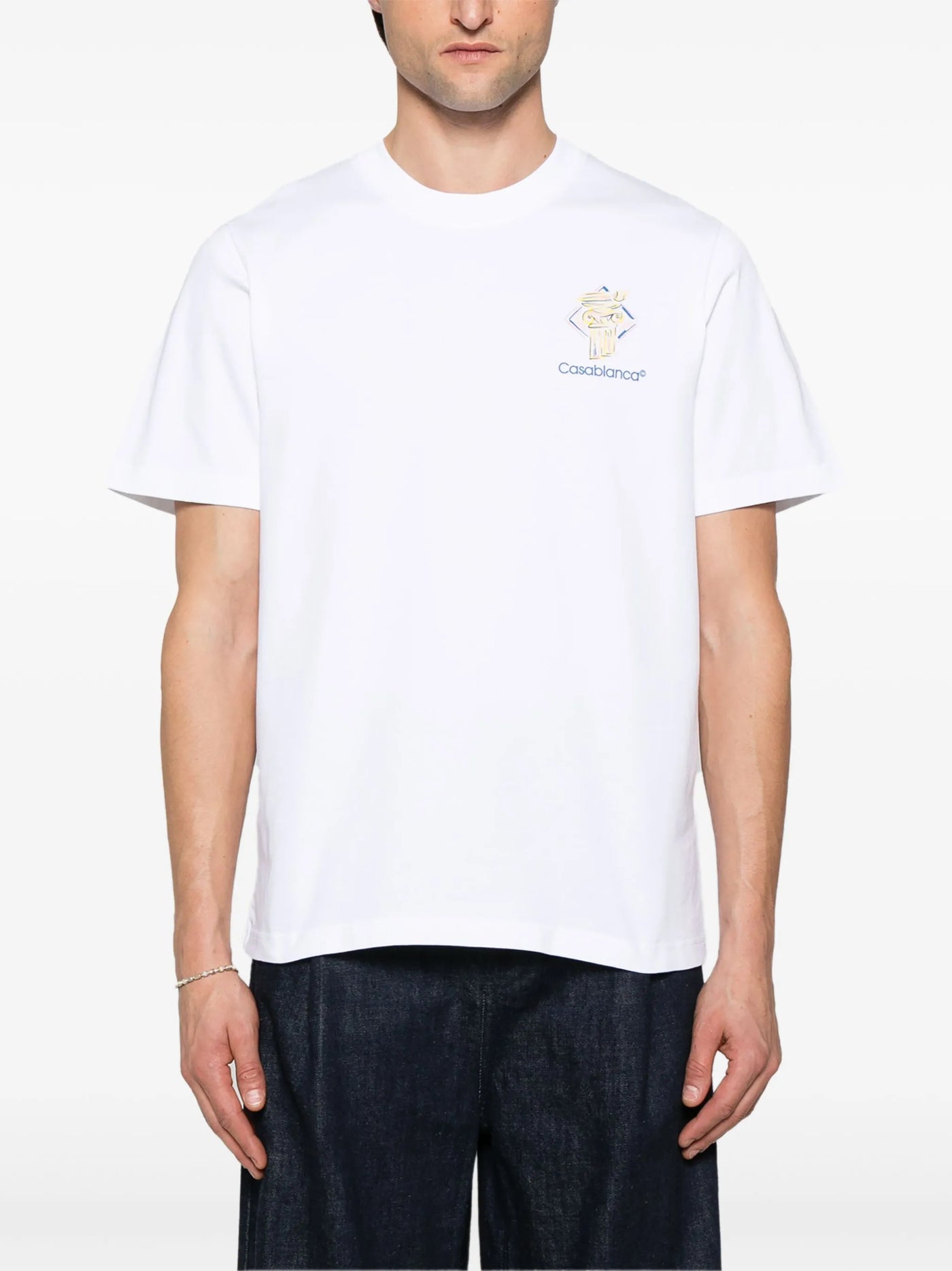 Casablanca Diamond Column Printed T-Shirt in White