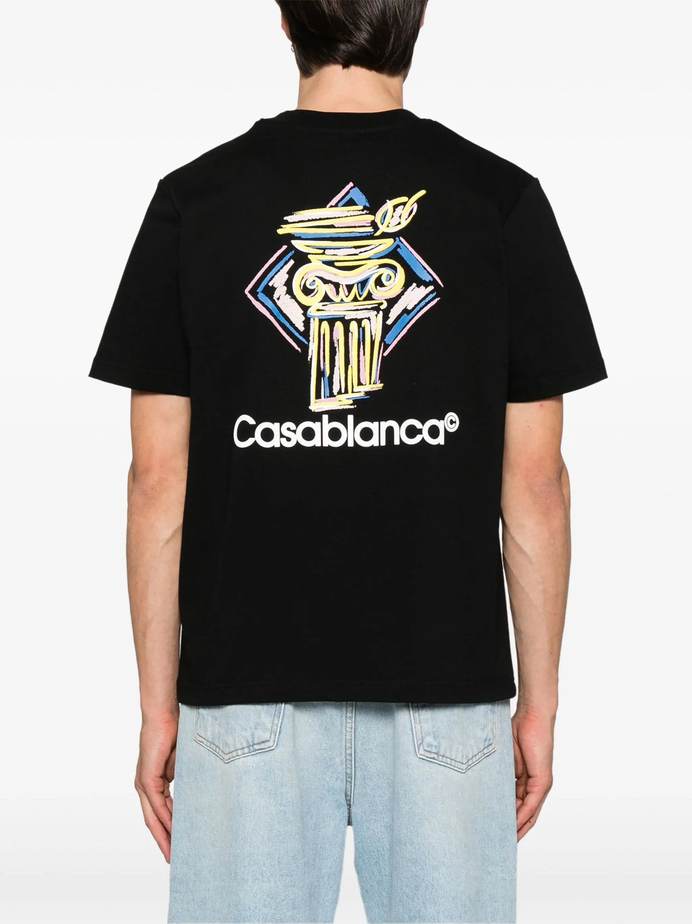 Casablanca Diamond Column Printed T-Shirt in Black