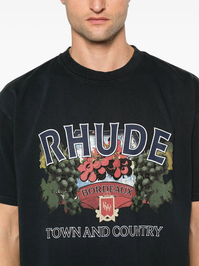 Rhude Town and Country Printed T-Shirt in Black