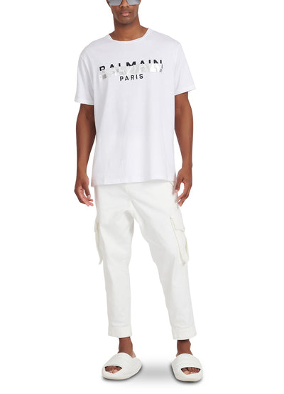 Balmain Oversized Cotton T-shirt with Print in White