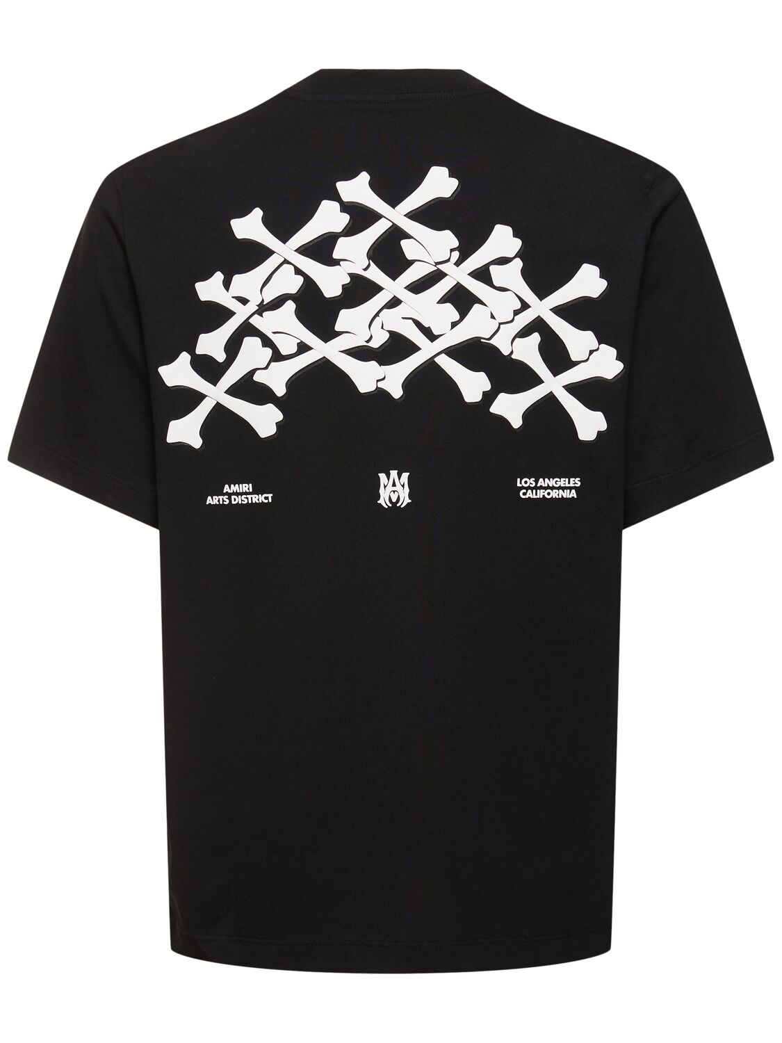 Amiri – Schwarzes T-Shirt mit gestapeltem Logo „Hollywood Bones“