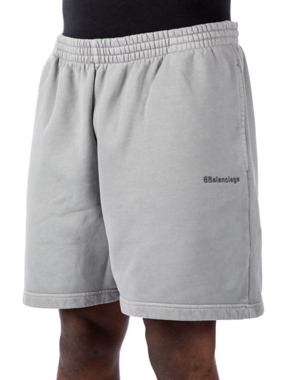 Balenciaga BB Logo embroidered Cotton Shorts in Grey