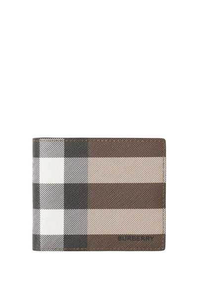 Burberry International Checkered Bifold Wallet in Brown