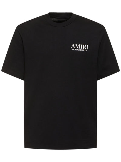 Amiri – Schwarzes T-Shirt mit gestapeltem Logo „Hollywood Bones“