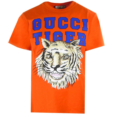 Oranges T-Shirt mit Tiger-Print von Gucci