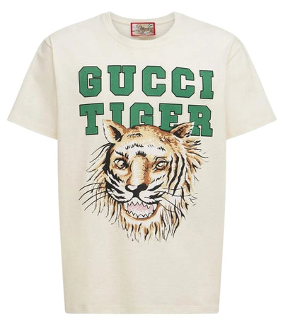 Gucci Tiger Design Regular Fit White T-Shirt S