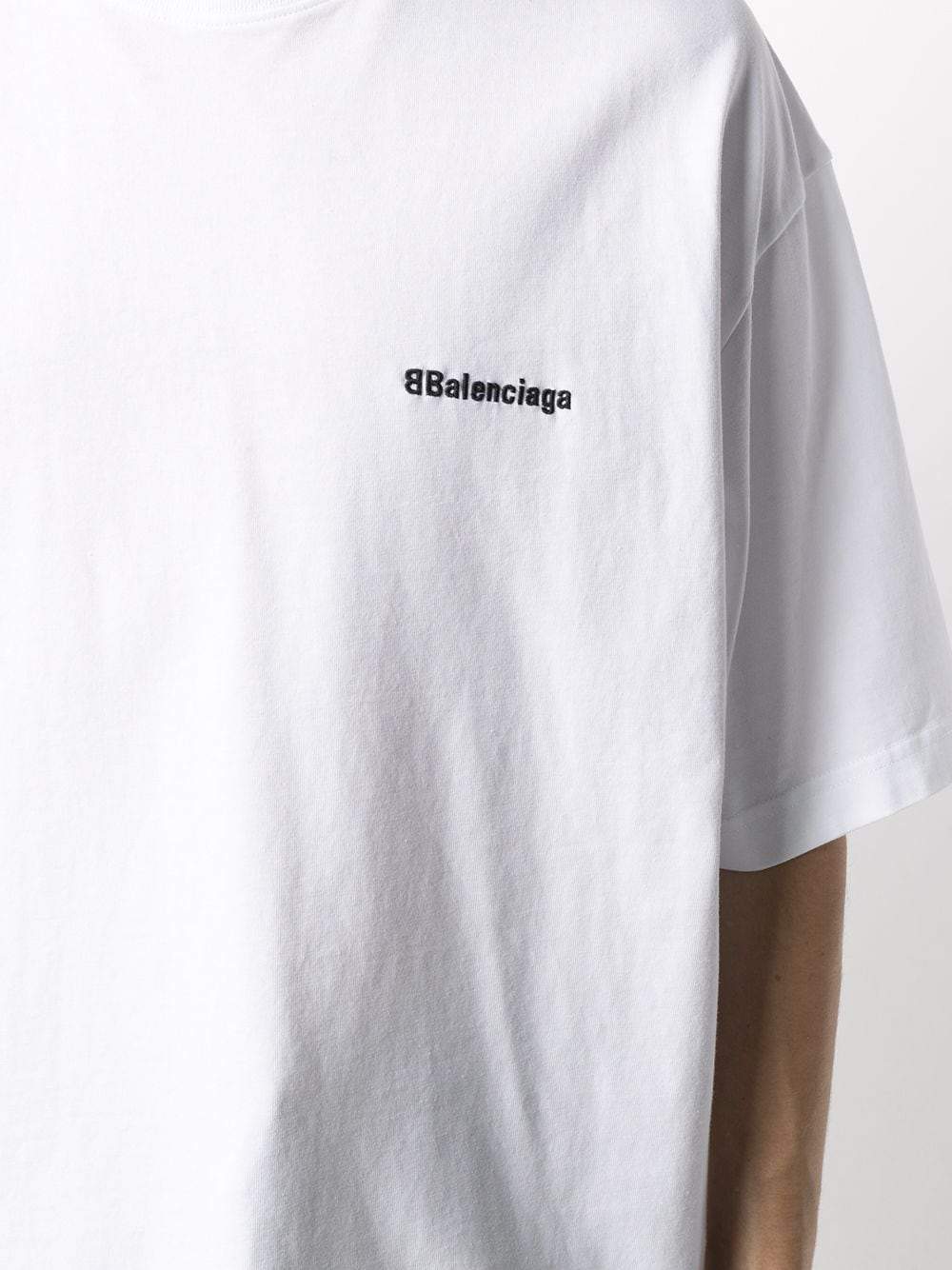 Balenciaga – Übergroßes T-Shirt mit BB-Logostickerei in Weiß