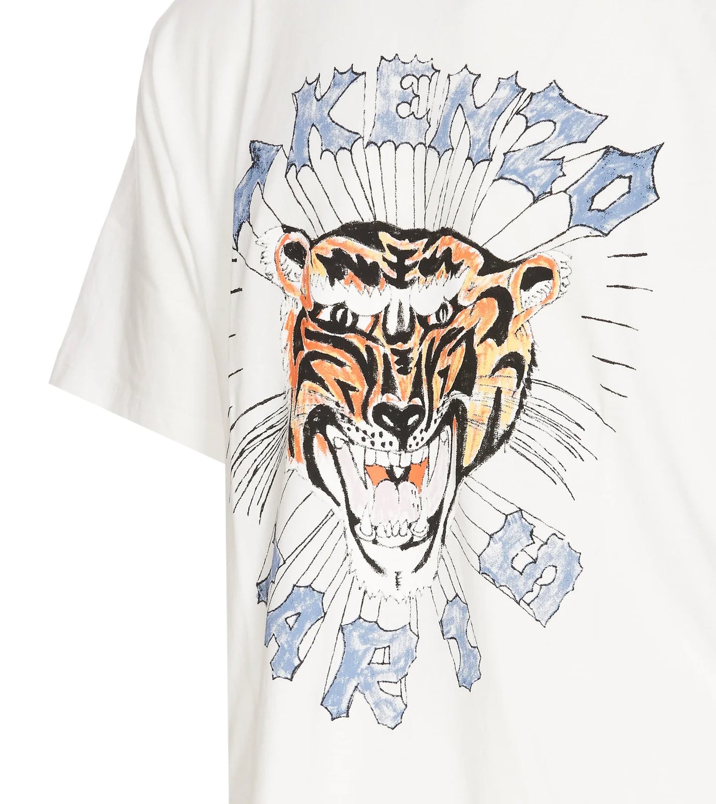 Kenzo Drawn Tiger Printed Logo T-Shirt in White