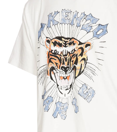 Kenzo – Weißes T-Shirt mit aufgedrucktem Logo „Draw Tiger“