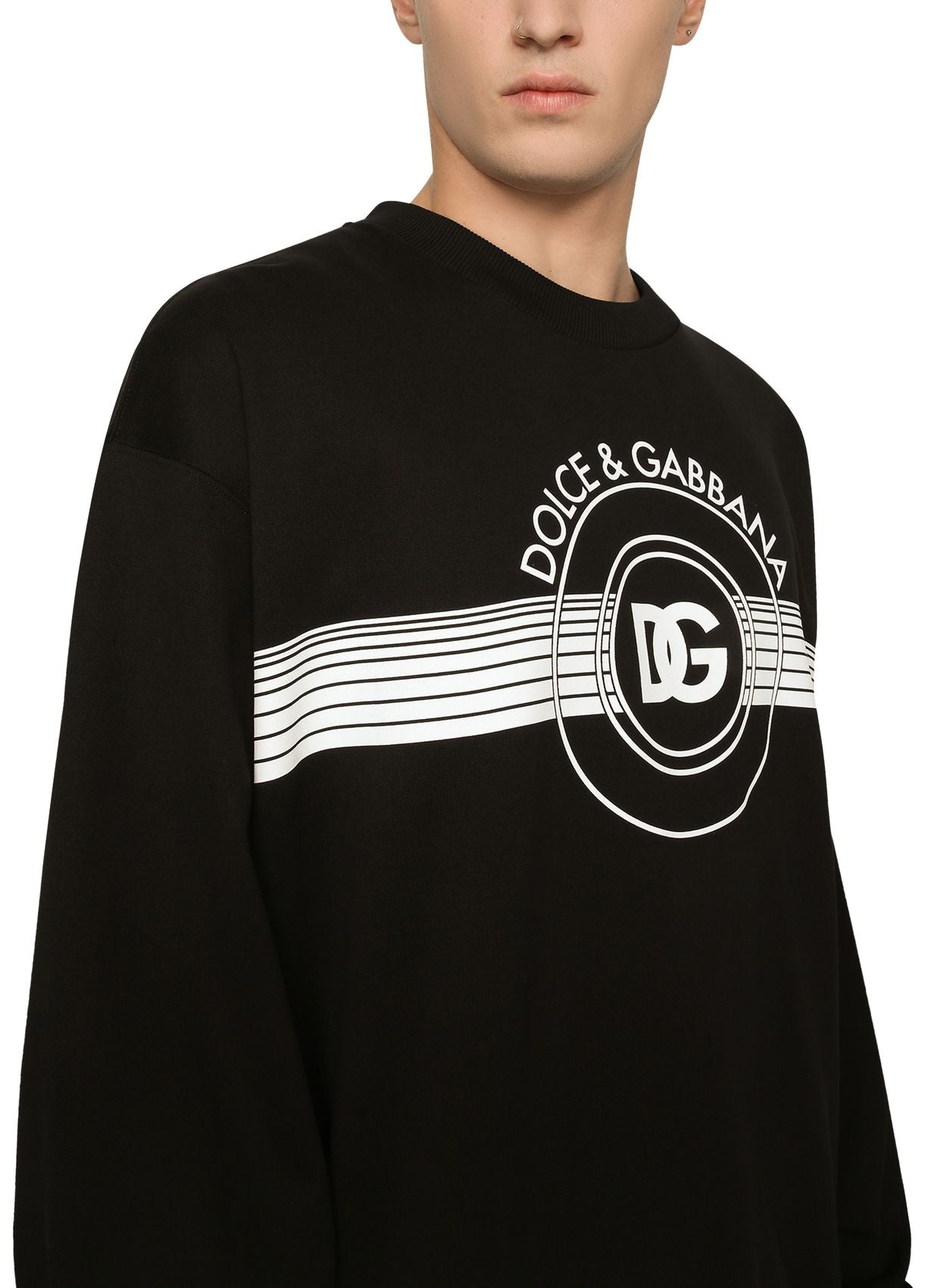 Dolce & Gabbana Jersey Sweatshirt with DG Logo Print in Black