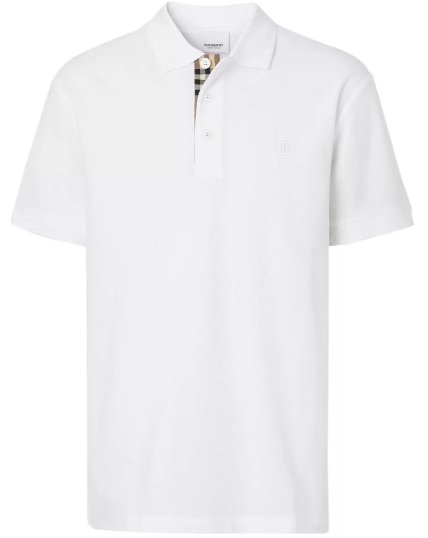 Burberry Branded Circle Logo White Polo Shirt