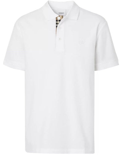 Burberry Branded Circle Logo White Polo Shirt