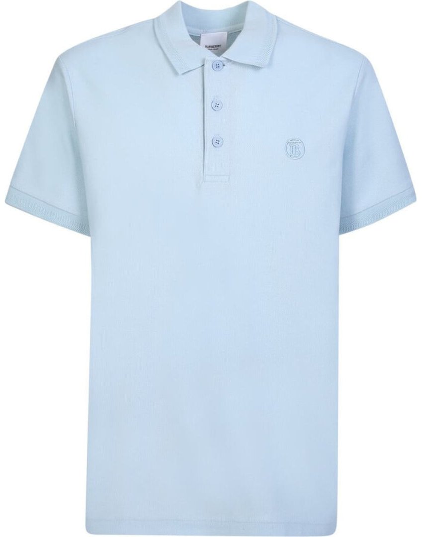 Poloshirt „Eddie“ in Himmelblau mit kreisförmigem Logo von Burberry