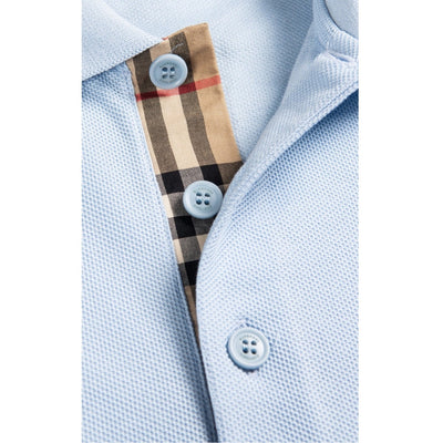 Poloshirt „Eddie“ in Himmelblau mit kreisförmigem Logo von Burberry