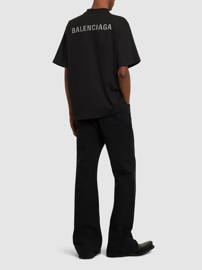 Balenciaga Reflective Logo Printed T-Shirt in Black