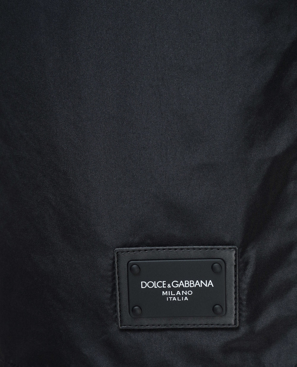 Dolce & Gabbana Black Plaque Plate Drawstring Swimshorts in Black