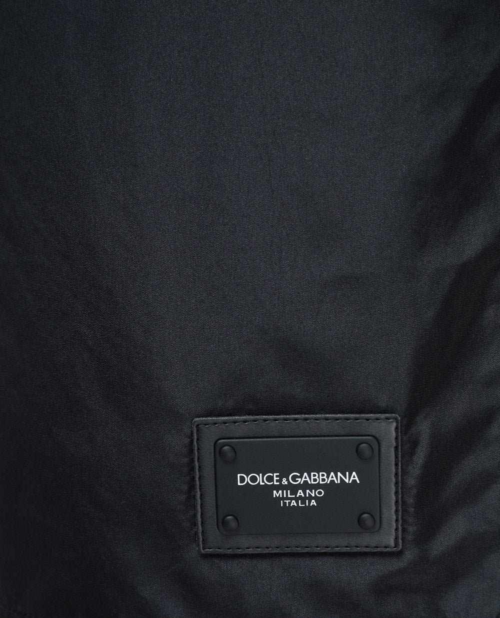 Dolce &amp; Gabbana – Schwarze Badeshorts mit Kordelzug und schwarzer Plakette