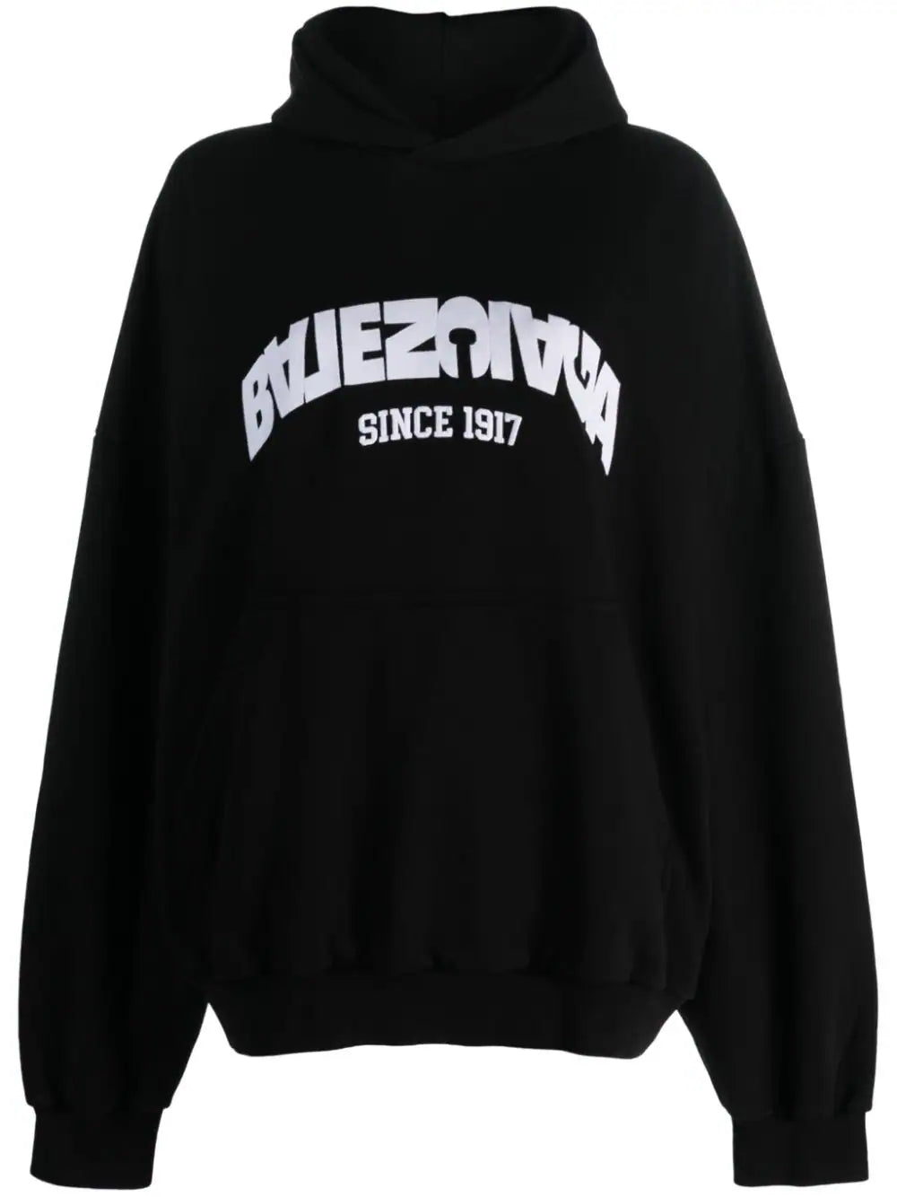 Balenciaga Back Flip Round Hoodie Oversized Black