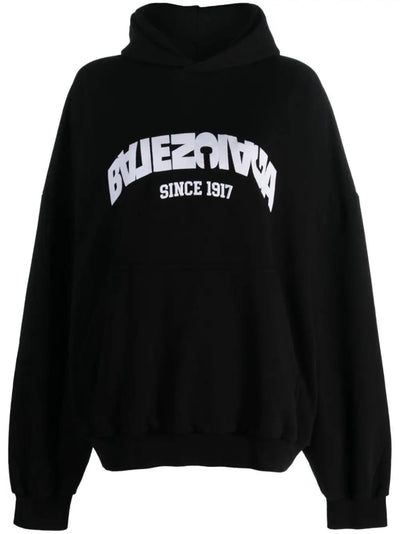 Balenciaga Back Flip Round Hoodie Oversized Black