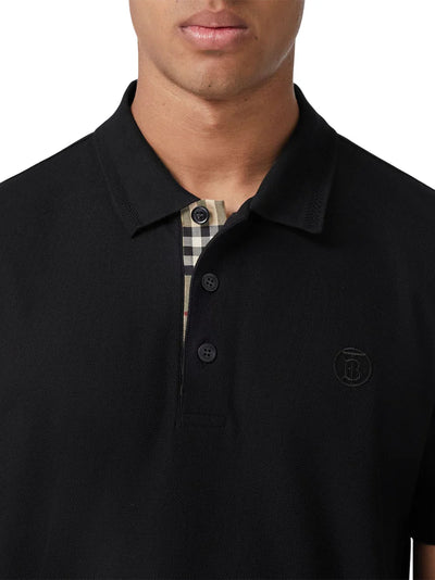 Burberry Branded Eddie Circle Logo Black Polo Shirt