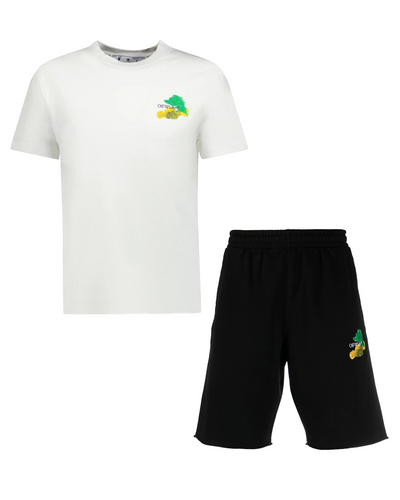 Off-White Brush Arrows T-Shirt & Shorts Set in White and Black