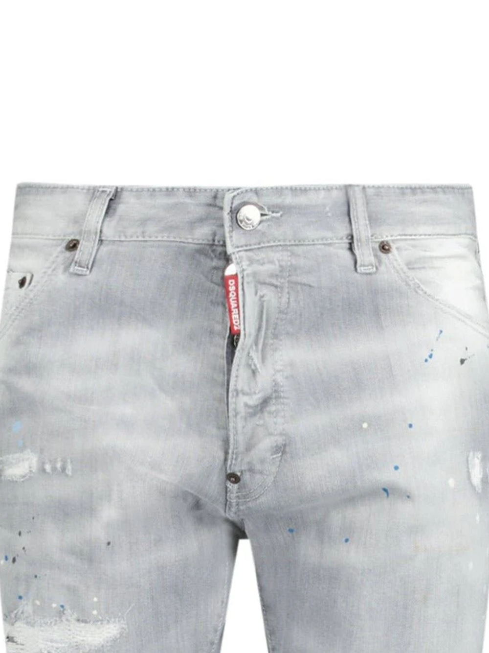 Dsquared2 – Cool Guy – Schmal geschnittene Jeans mit zerrissenem Paint Splash in Grau