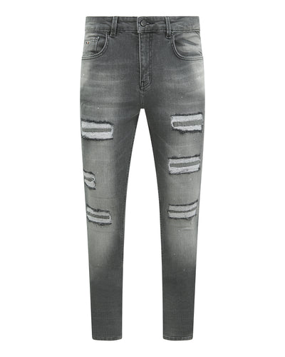 Magiri „Douai“ Jeans mit zerrissenen Flicken in Grau