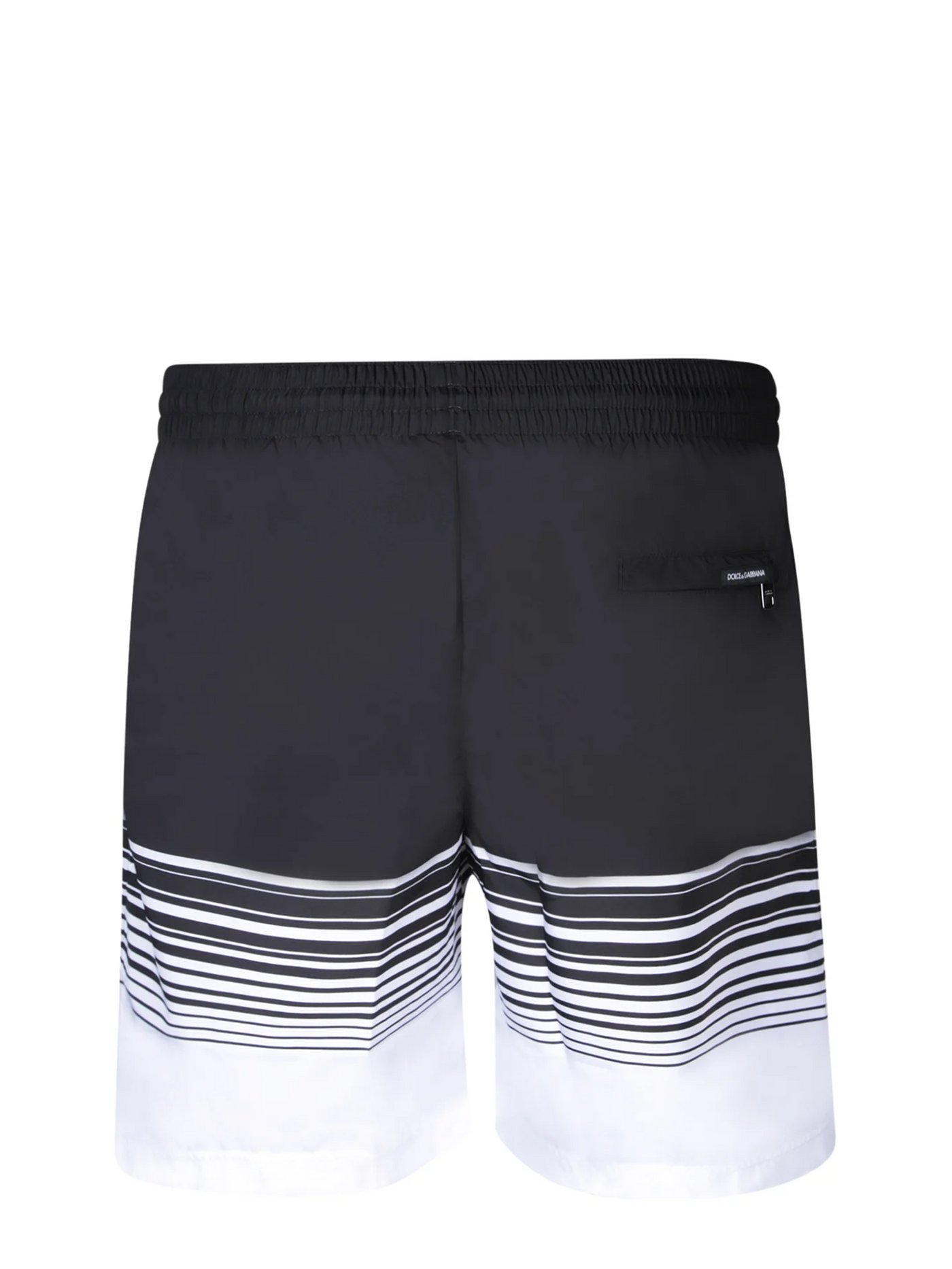 Dolce & Gabbana Stripped Drawstring Swim Shorts in Black/White