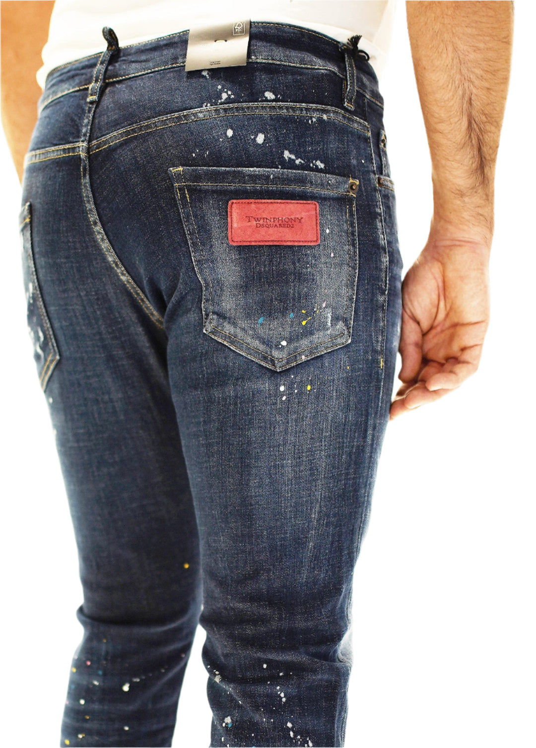 Dsquared2 Twinphony Paint Splattered Jeans Blue – TheDesignerBox