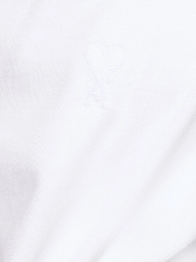 Ami Paris Ami De Coeur White Embroidered Logo T-Shirt in White