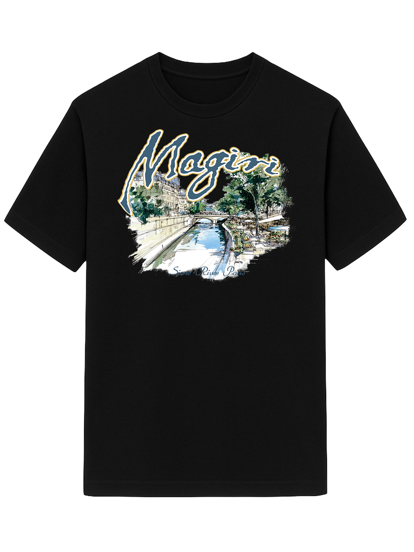 Camiseta estampada Magiri Seine River en negro