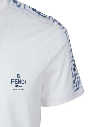 Fendi FF Monogram Faded Print Avio T-Shirt in White