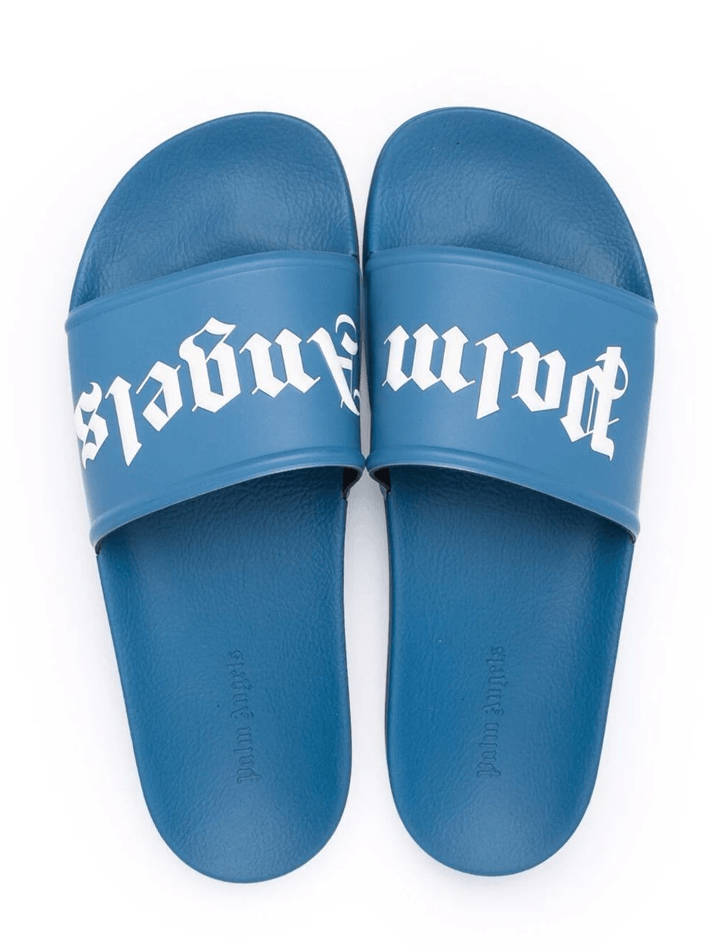 Palm Angels Logo Embossed Sliders in Blue