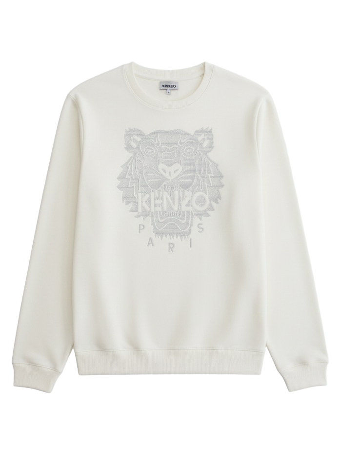 Kenzo Tiger Embroidered Logo Sweatshirt in White