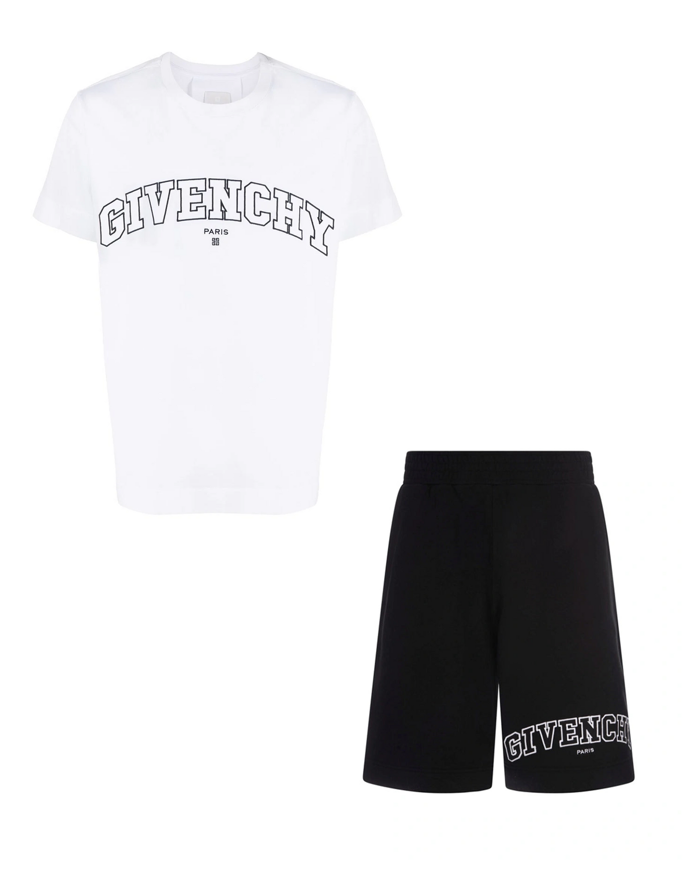 Givenchy Logo Embroidered T-Shirt & Shorts Set in White/Black